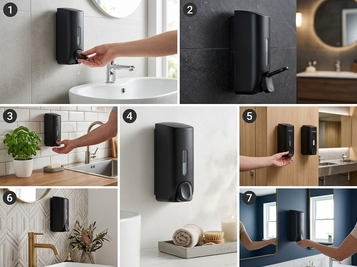 350 ml Wall Mounted Black manual Soap Dispenser